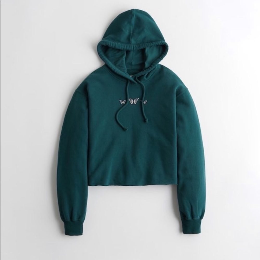 New embroidered cutoff hoodie Hollister